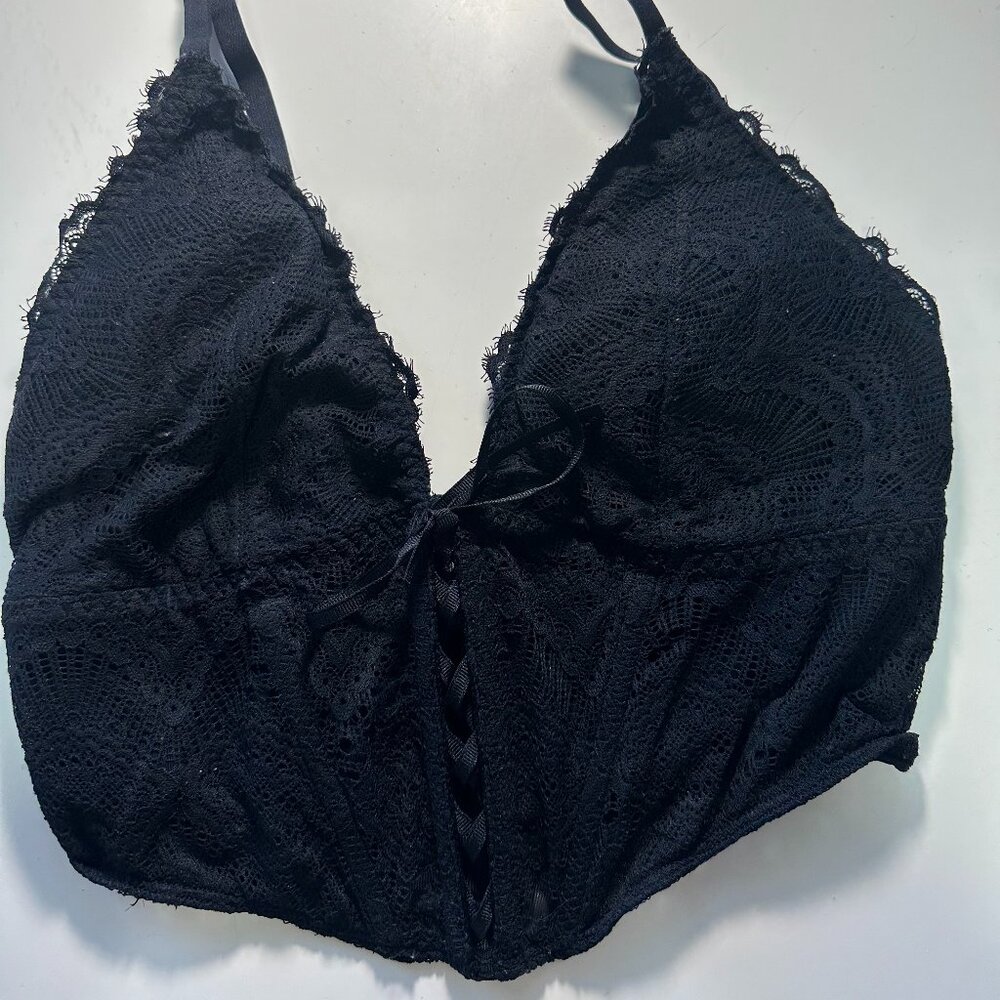 Black Lacy Corset Crop Tank Top M